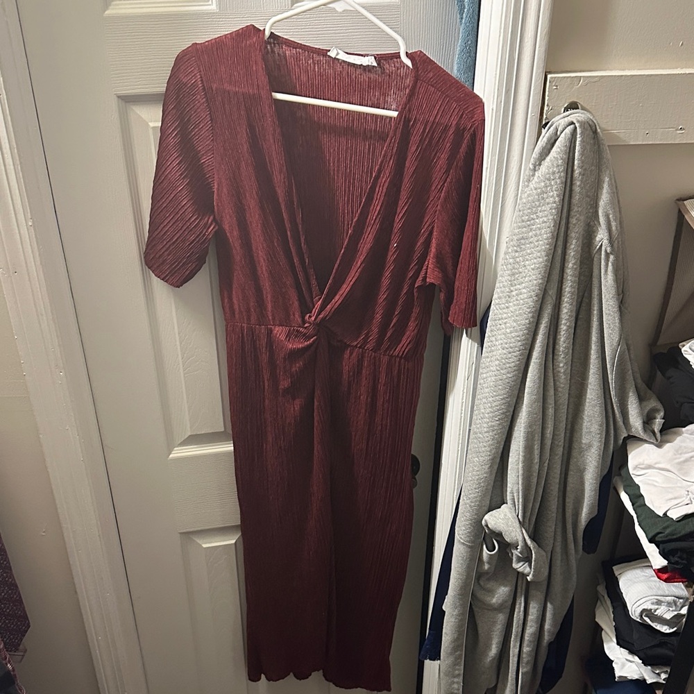 All in Favor Deep Red Midi Dress